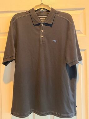 Tommy Bahama Men's Polo Shirt in Navy Blue with Blue Logo